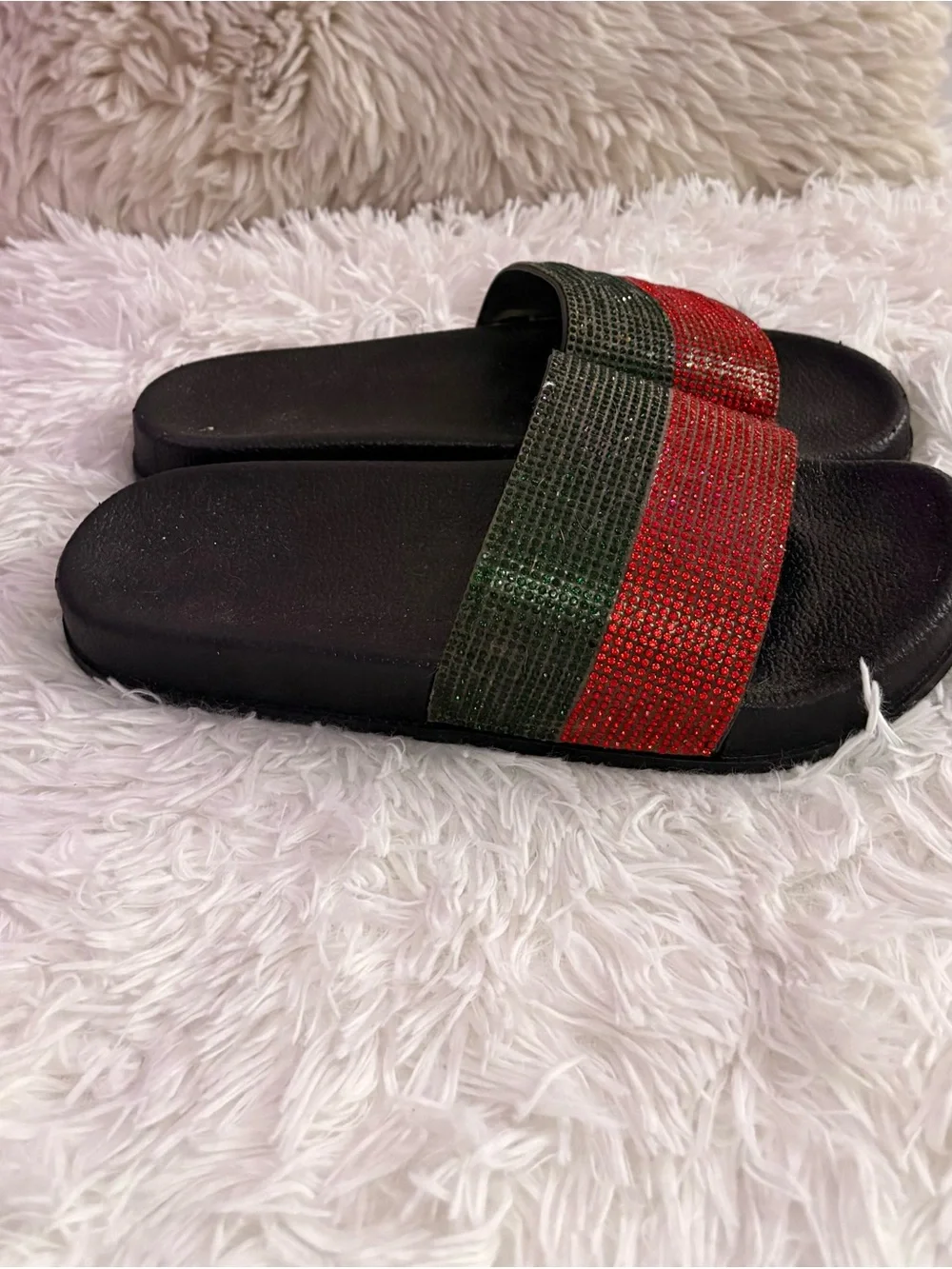 Red and Green Rhinestone Slides - Picture 3 of 3